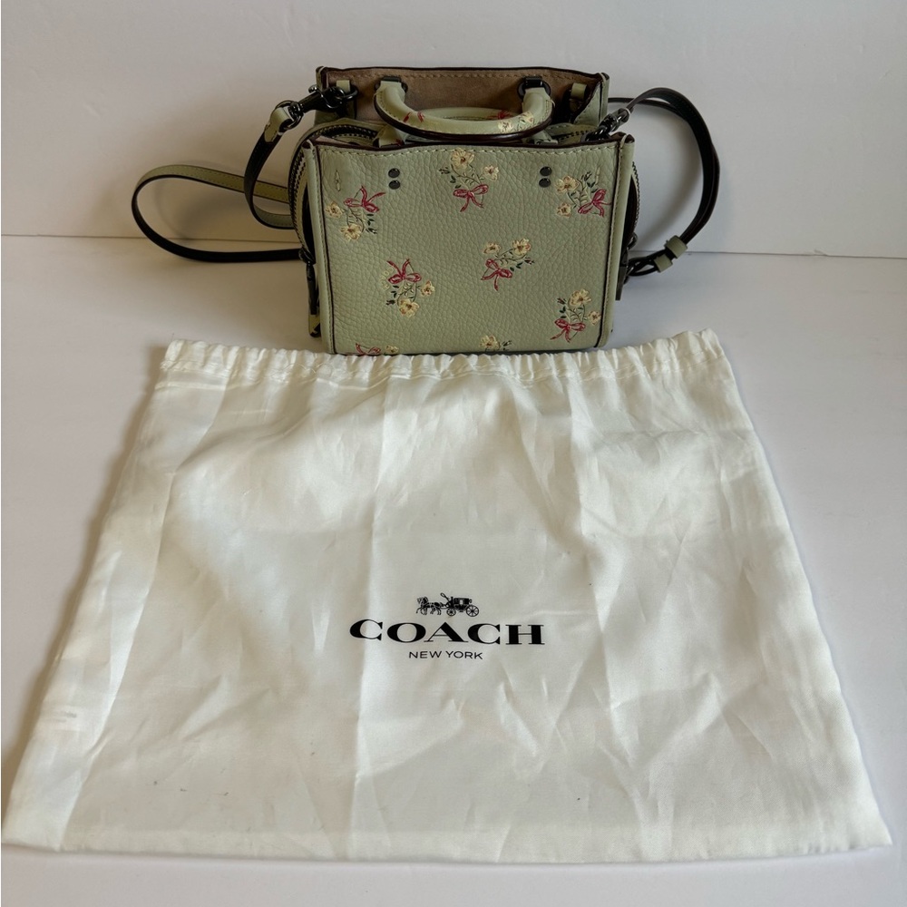 Coach Rogue 17 Bag 1941 With Floral Bow Print Light Green‎ Pink Mini Crossbody - Picture 14 of 15